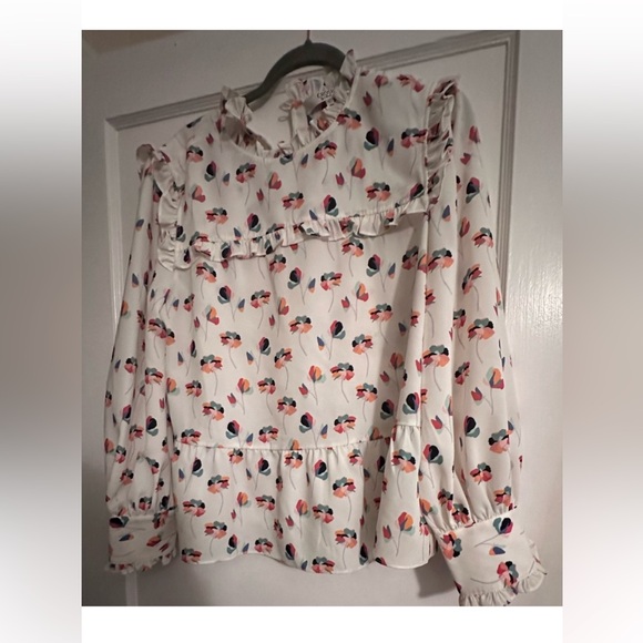 Peplum long sleeve blouse GUC Large Crosby by Mollie Burch ivory - Picture 2 of 8